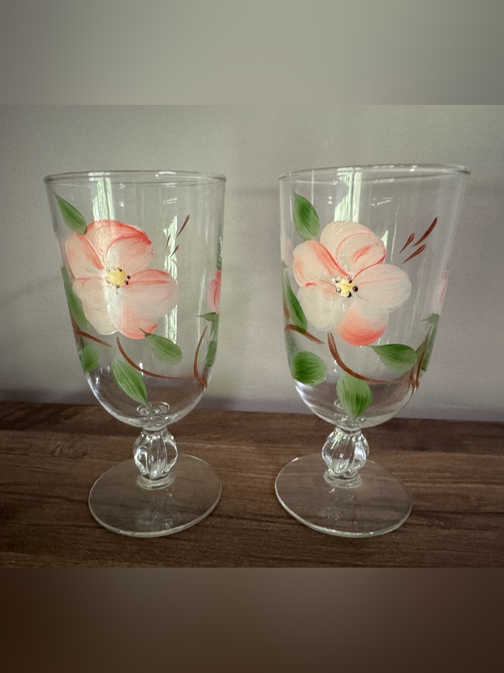 Vintage Franciscan Desert Rose Water Goblets/Tea Glasses – 6.75” Set of 2